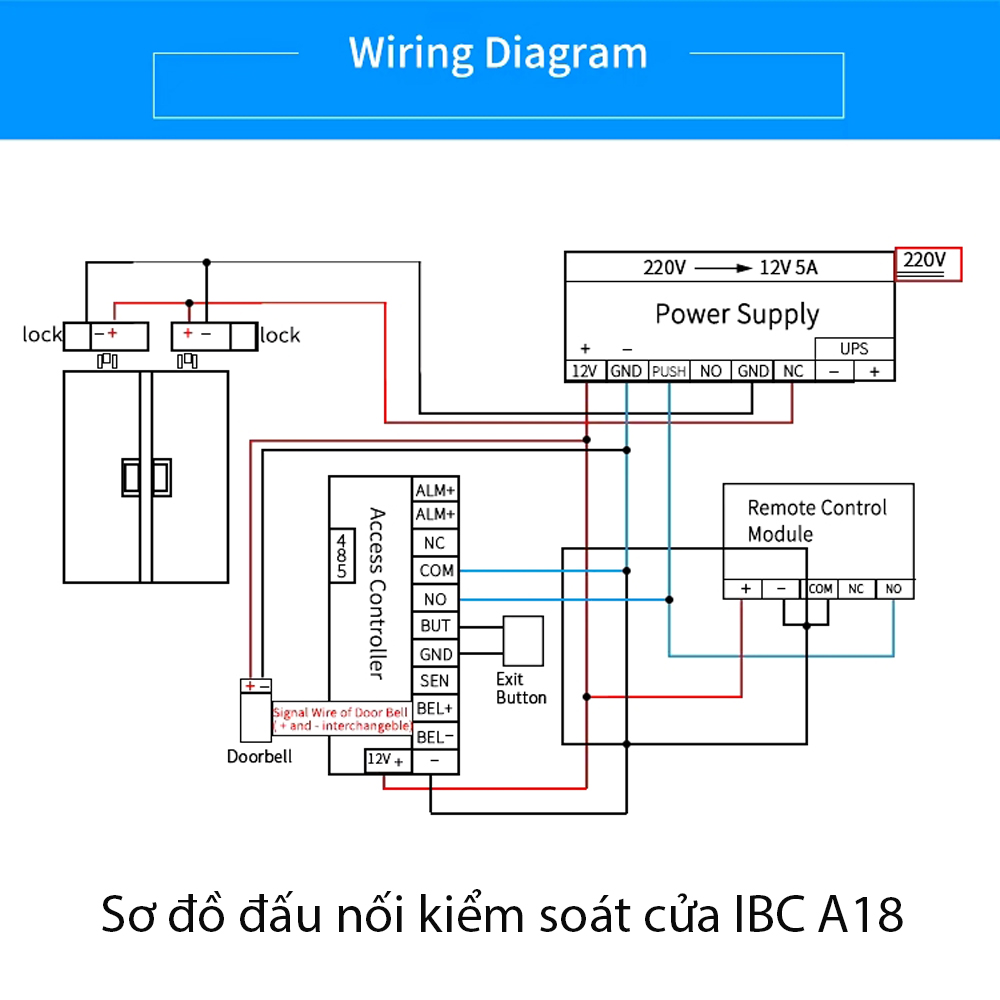 sơ đồ đấu nối kiểm soát cửa ra vào